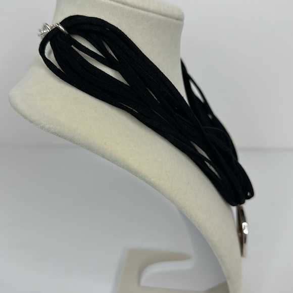 Silpada Multi Strand Leather Necklace with Silver Disc Pendant N1124 - Picture 4 of 7